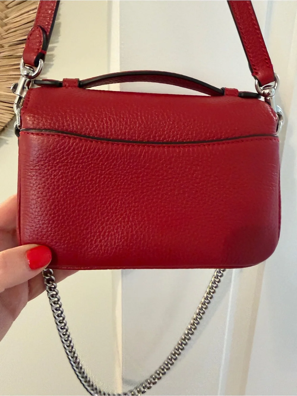 Coach Cassie 17 Red Leather Crossbody Bag with Silver Turn-Lock